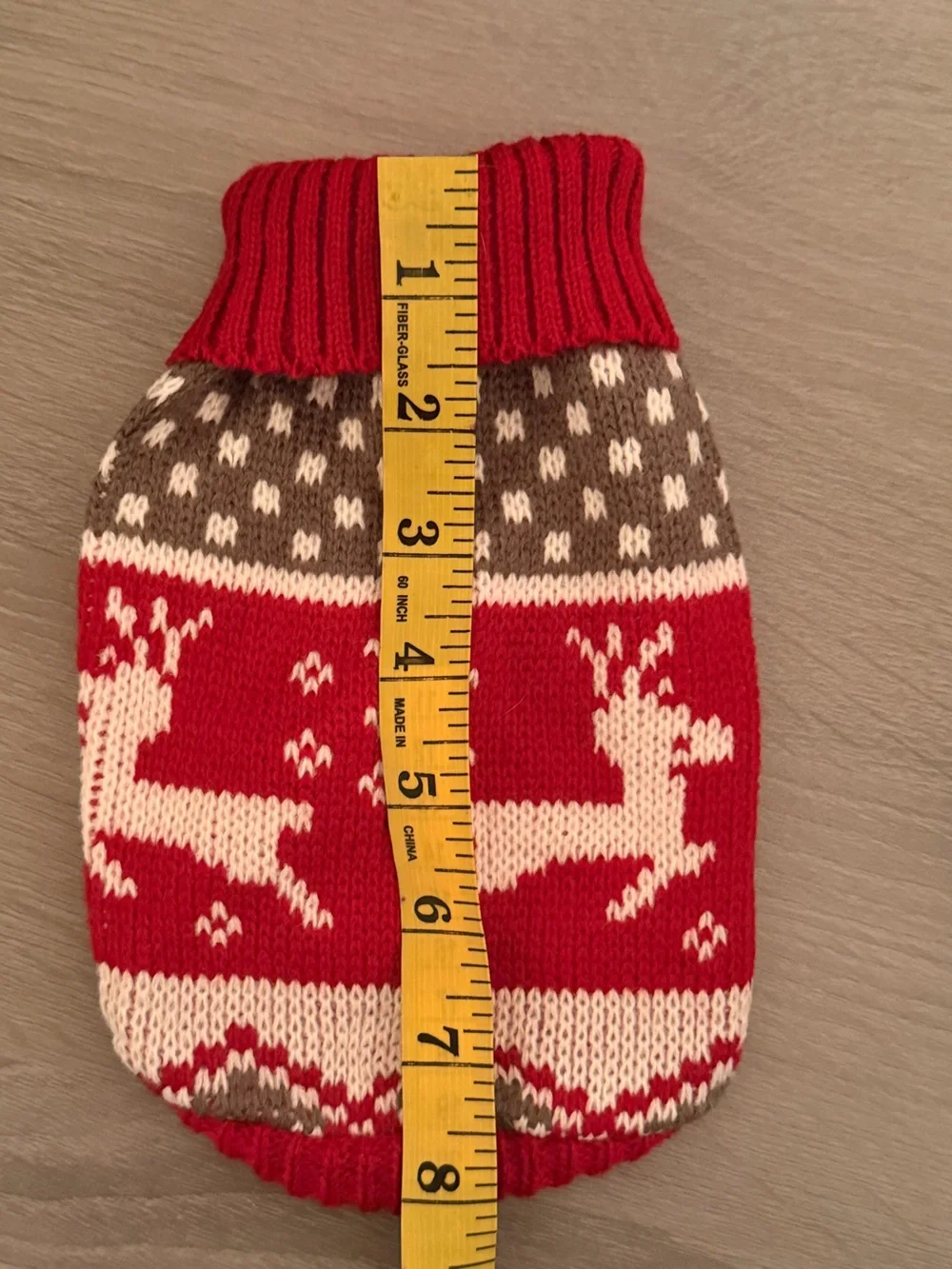 Festive Red and White Reindeer Knit Dog or Cat Pet Sweater.